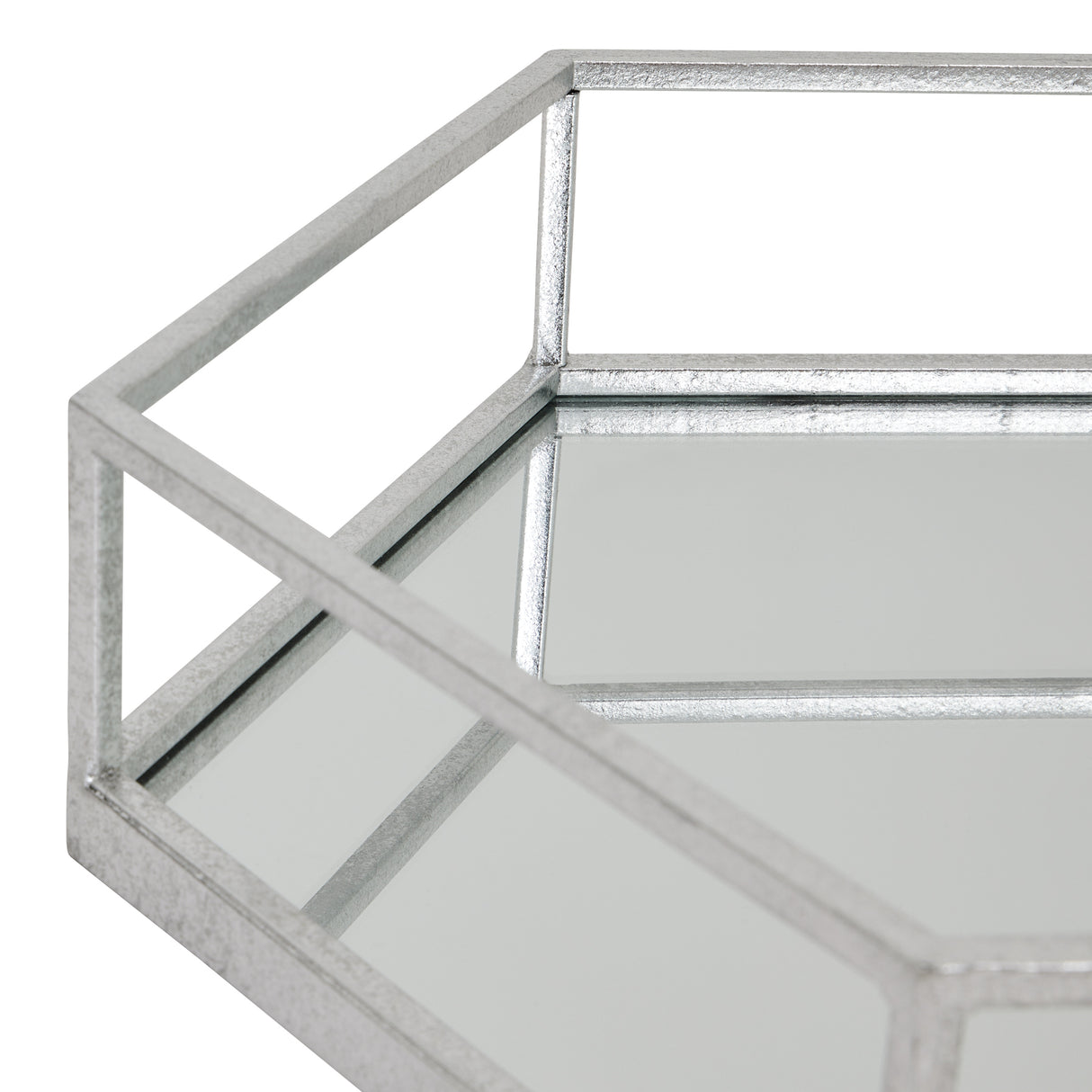 silver hexagon set of two trays