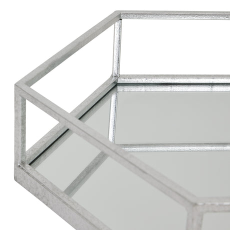 silver hexagon set of two trays