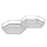 silver hexagon set of two trays
