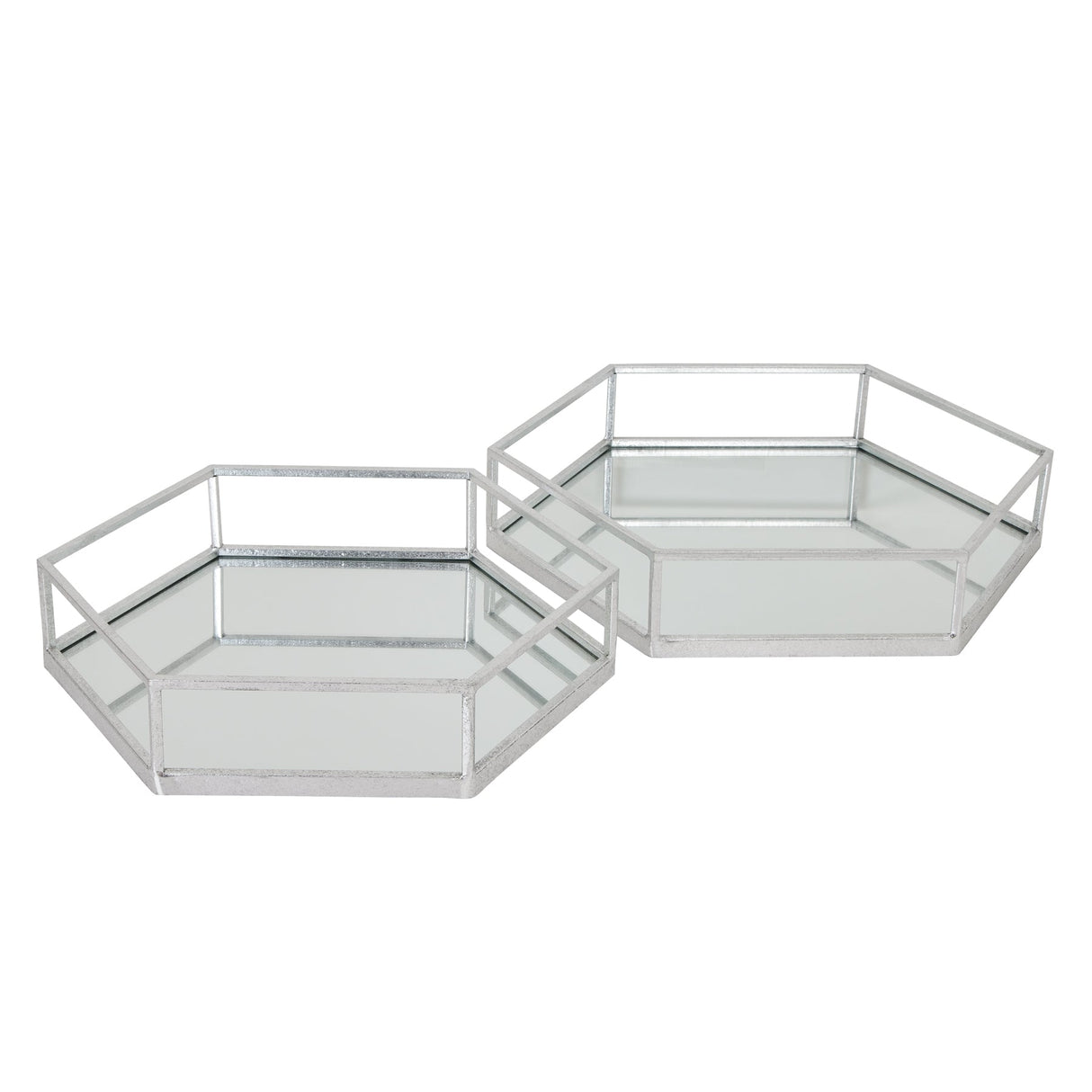 Angelique Silver Hexagon Set Of Two Trays
