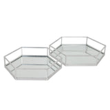 Angelique Silver Hexagon Set Of Two Trays
