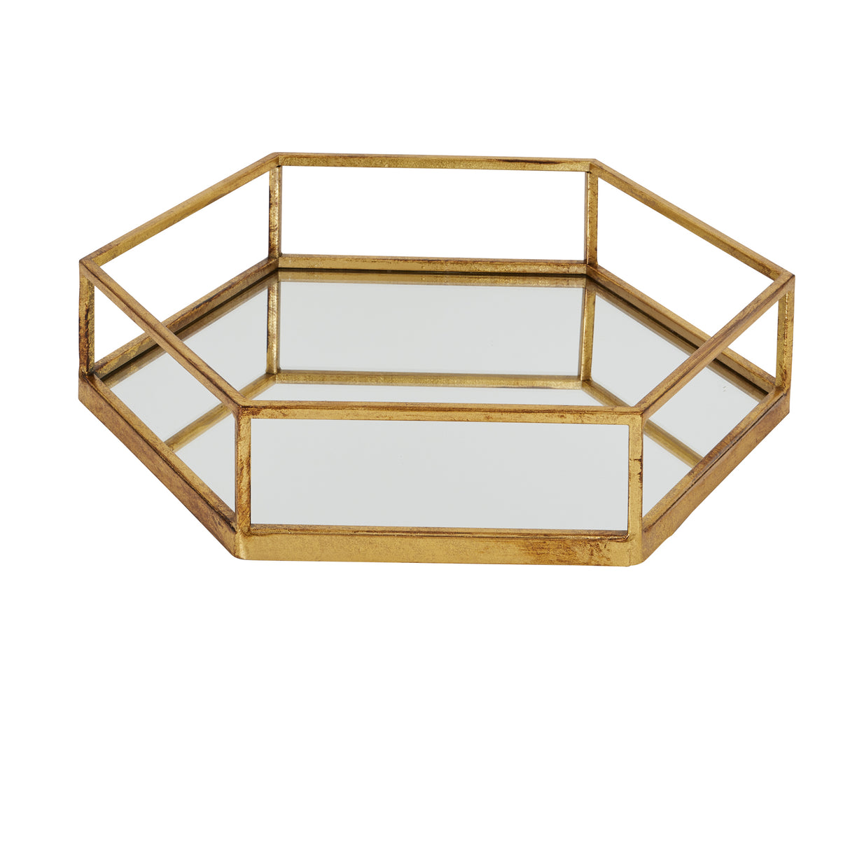 gold hexagon set of two trays