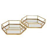 Amandine Gold Hexagon Set Of Two Trays