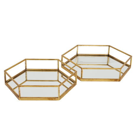 gold hexagon set of two trays
