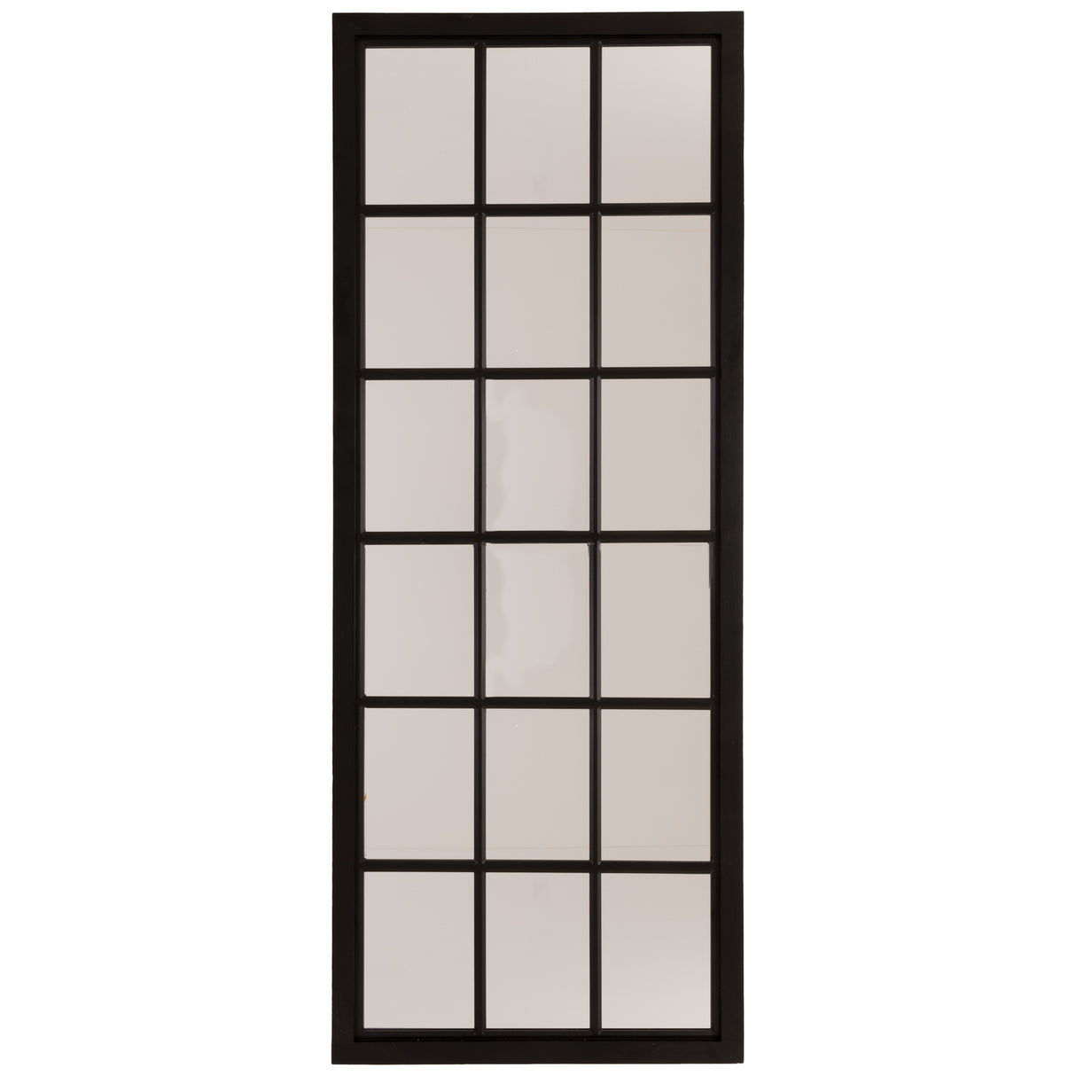 tall black wooden window mirror
