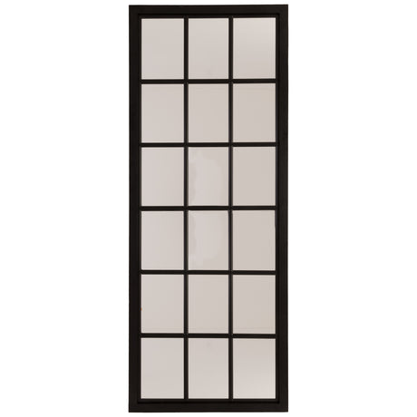 tall black wooden window mirror
