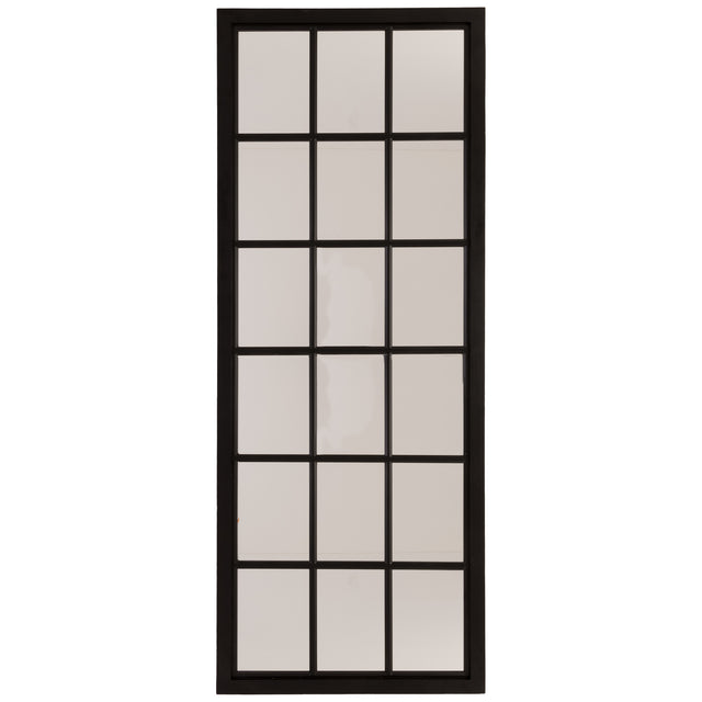 tall black wooden window mirror