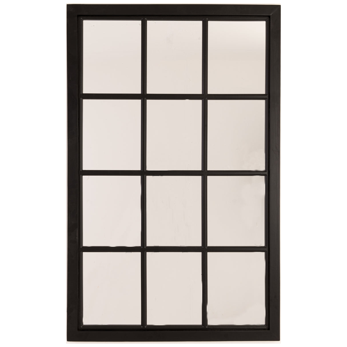 black wooden window mirror