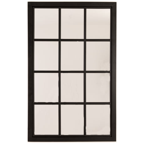 black wooden window mirror