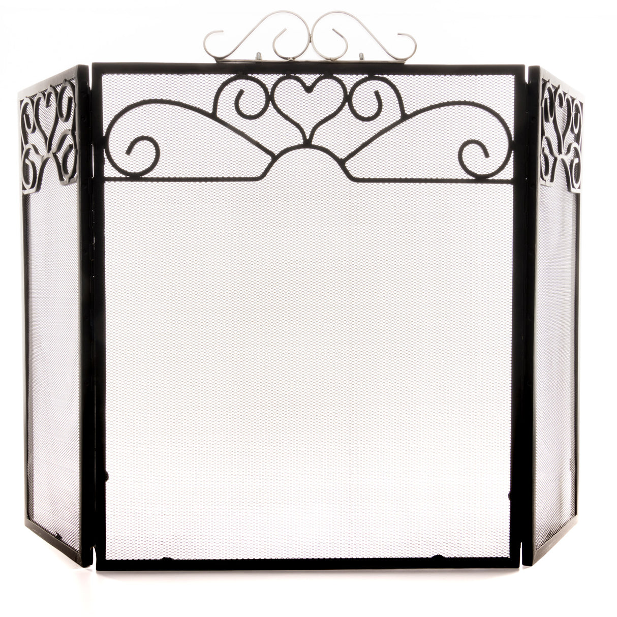 chrome topped three fold fire screen