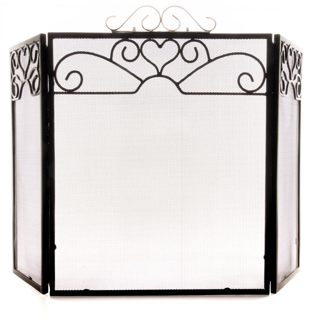 chrome topped three fold fire screen