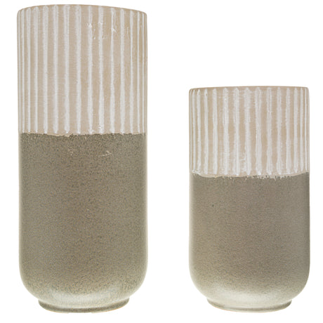 mason collection grey ceramic straight vase