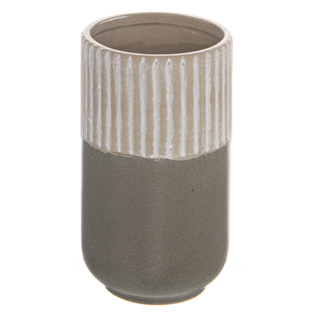 mason collection grey ceramic straight vase