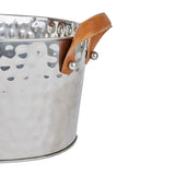 silver large leather handled champagne cooler