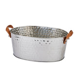 silver large leather handled champagne cooler