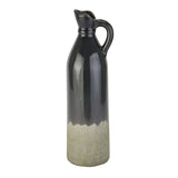 decorative tall navy stoneware jug