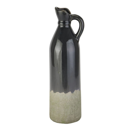 decorative tall navy stoneware jug