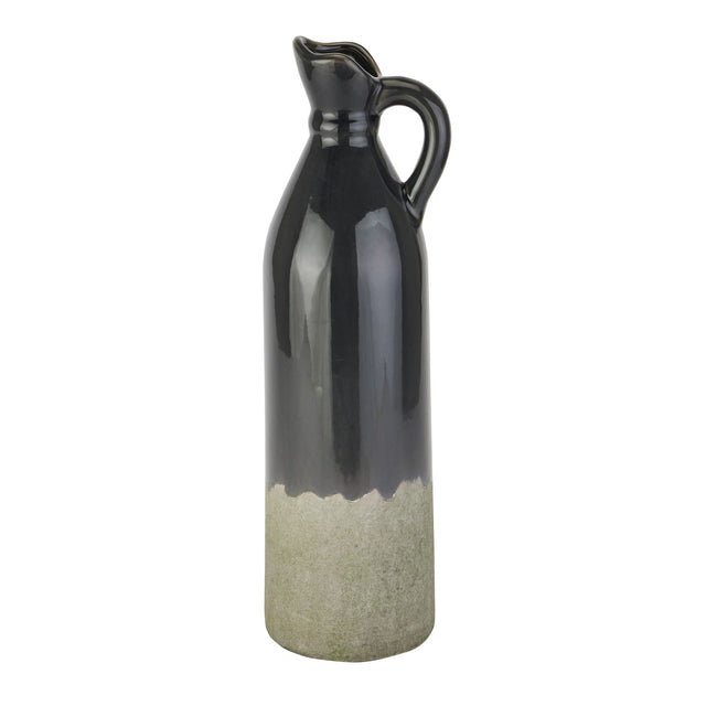 decorative tall navy stoneware jug