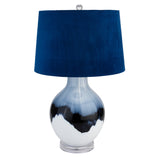 Thea Ice Shadows Table Lamp With Navy Blue Lampshade