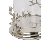 silver stag heads hurricane lantern