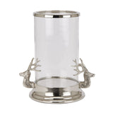 Capucine Silver Stag Heads Hurricane Lantern