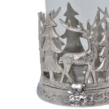 silver stag scene hurricane lantern
