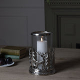 silver stag scene hurricane lantern