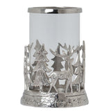 Eloise Silver Stag Scene Hurricane Lantern