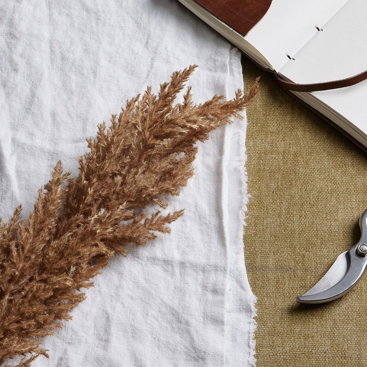taupe faux dried pampas grass stem