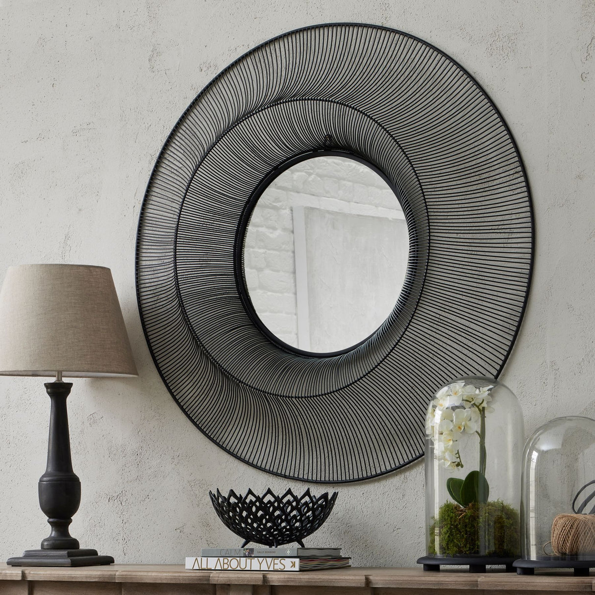 chico black large wire mirror