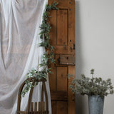 led winter garland with eucalyptus and lambs ear