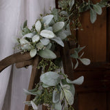 winter garland with lambs ear and wax flower