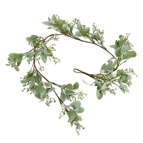winter garland with lambs ear and wax flower
