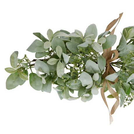 winter spray arrangement with lambs ear and wax flower