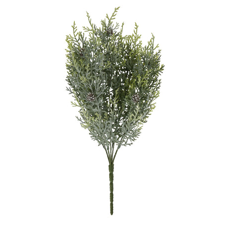 frosted pine spray stem with pinecones