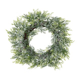 frosted pine wreath with pinecones