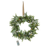 Therese LED Winter Wreath With Eucalyptus And Lambs Ear