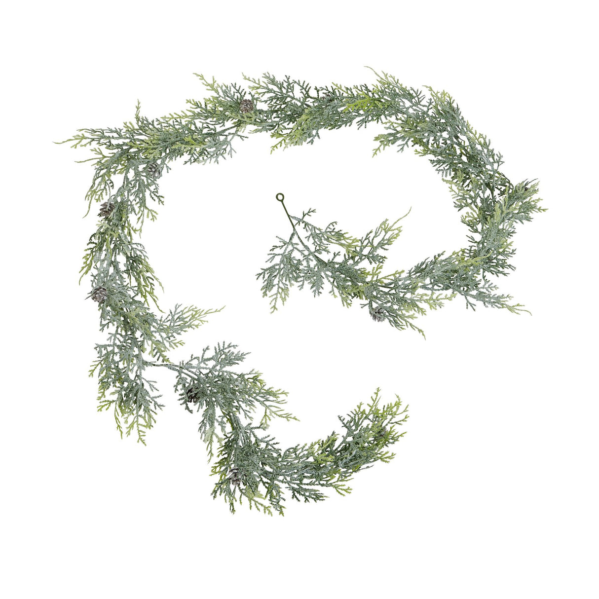 frosted pine garland with pinecones