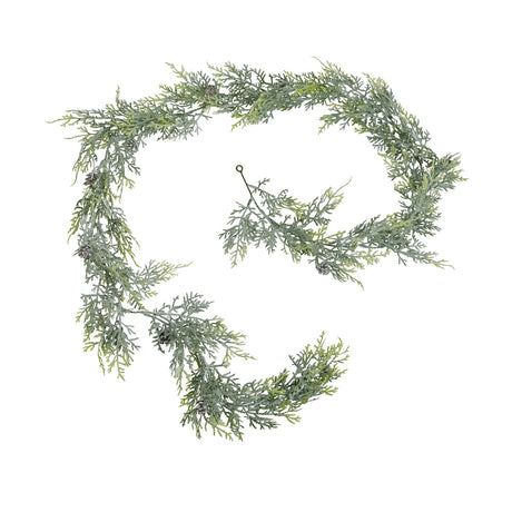 frosted pine garland with pinecones