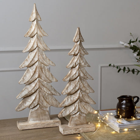 carved wood christmas tree