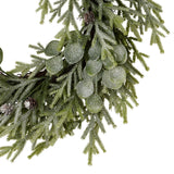 frosted pine and eucalyptus wreath