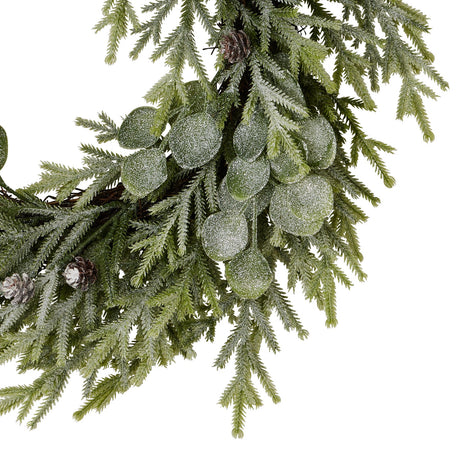 frosted pine and eucalyptus wreath