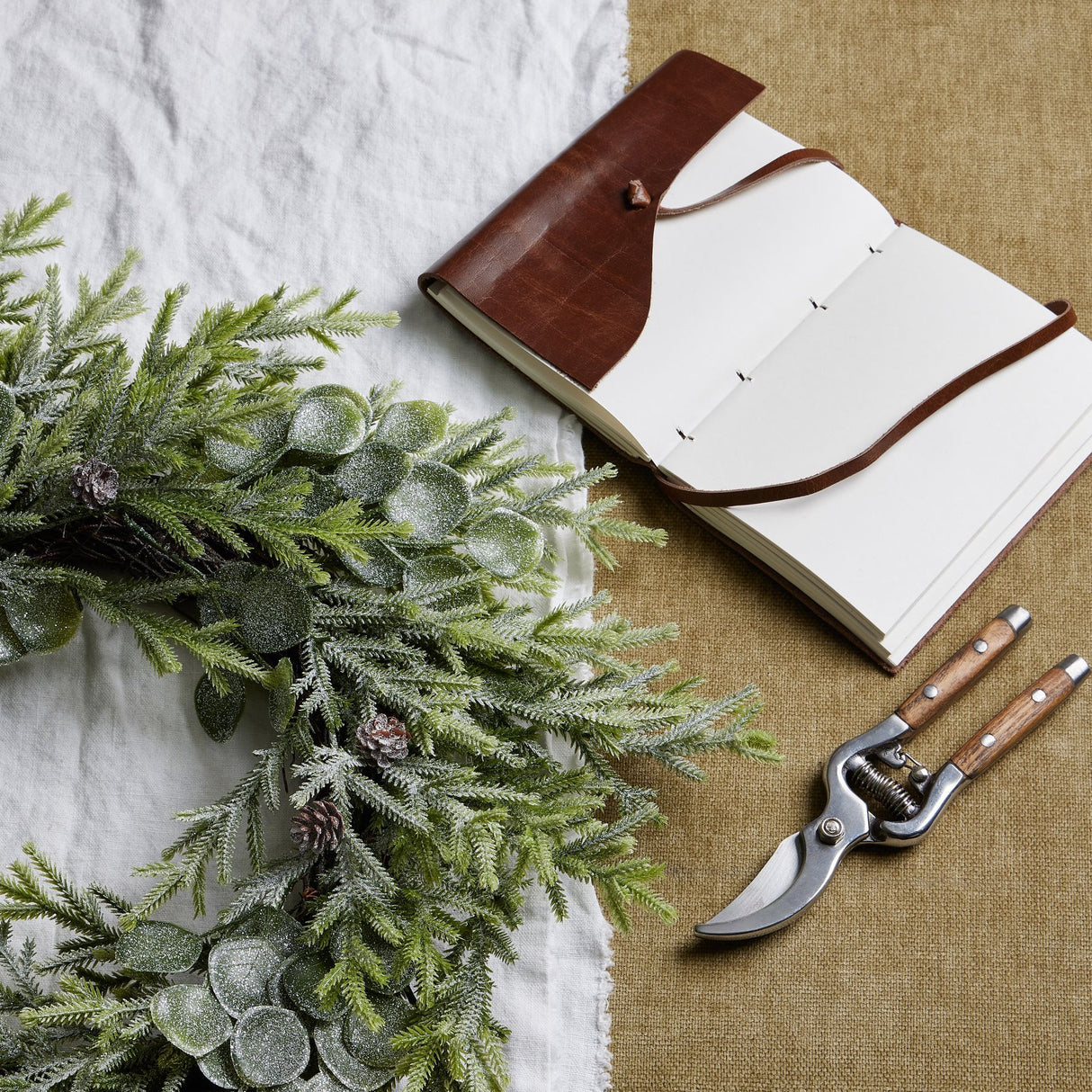frosted pine and eucalyptus wreath