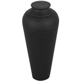 matt black hammered vase with lid