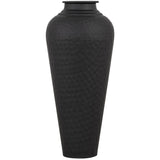 matt black hammered vase with lid