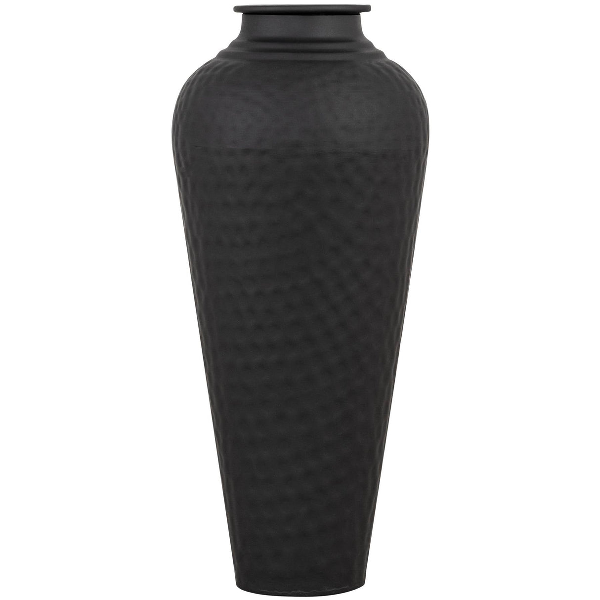 Ariane Matt Black Hammered Vase With Lid