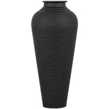 Ariane Matt Black Hammered Vase With Lid