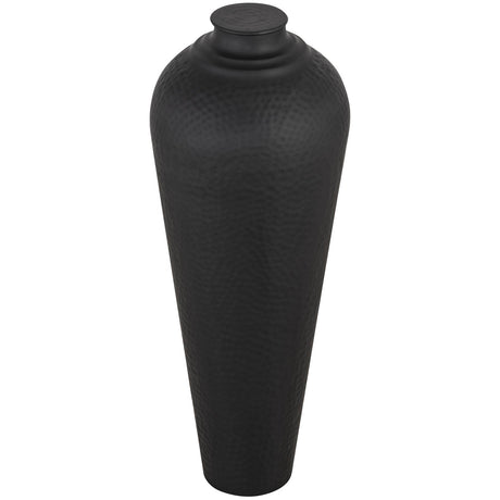 matt black medium hammered vase with lid