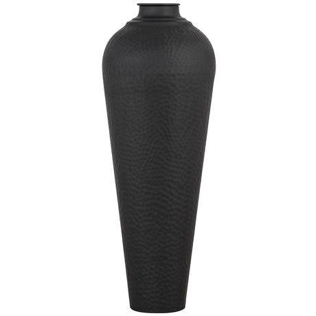matt black medium hammered vase with lid