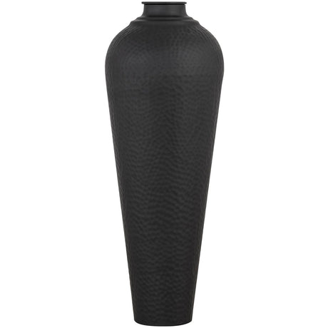 matt black medium hammered vase with lid